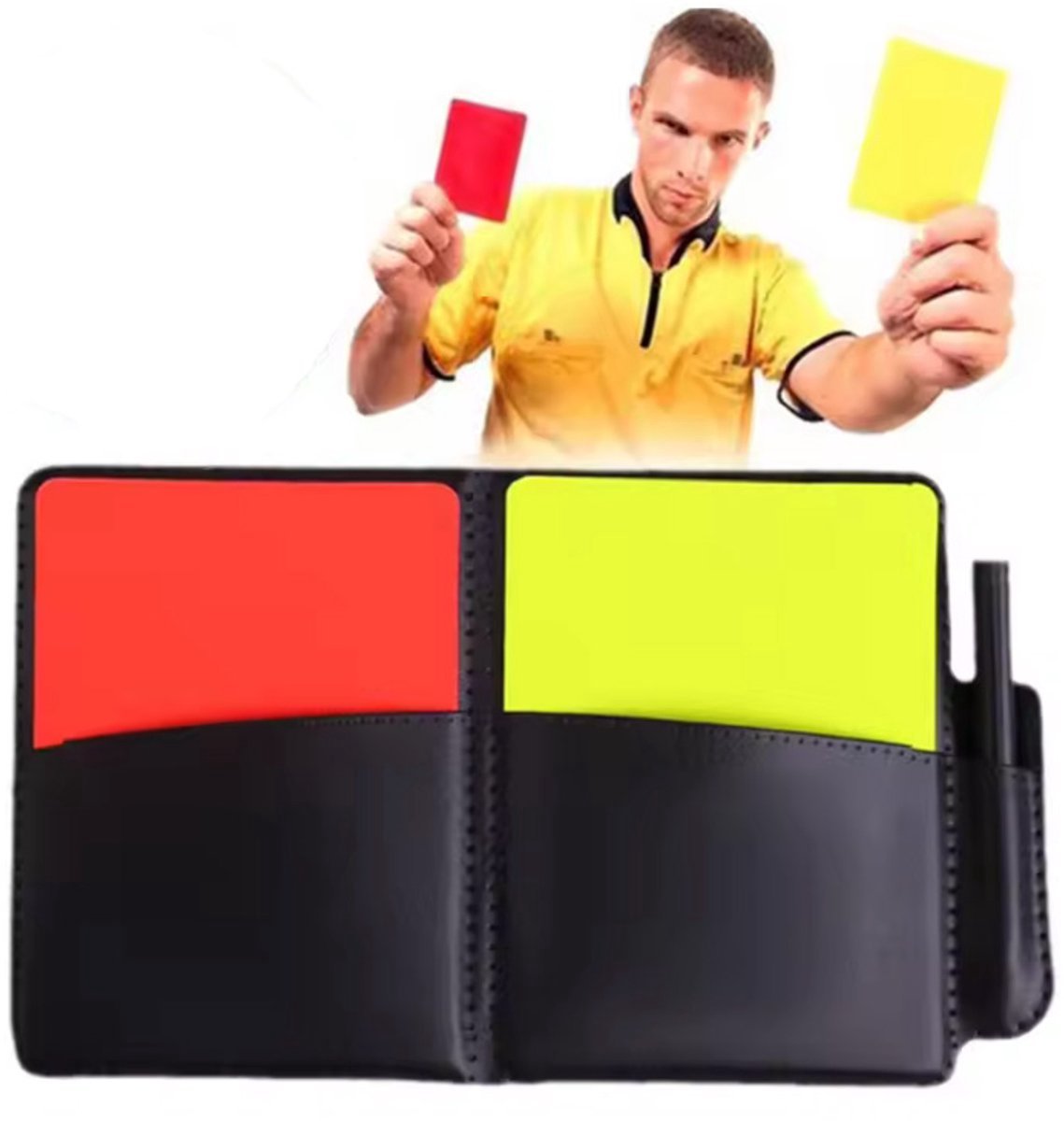 Scheidsrechtersetjes - Set met scheidsrechter kaarten en fluitje - 2 sets - Rode kaart - Gele kaart - Scheidsrechter accessoires - Wedstrijd fluiten - CHPN