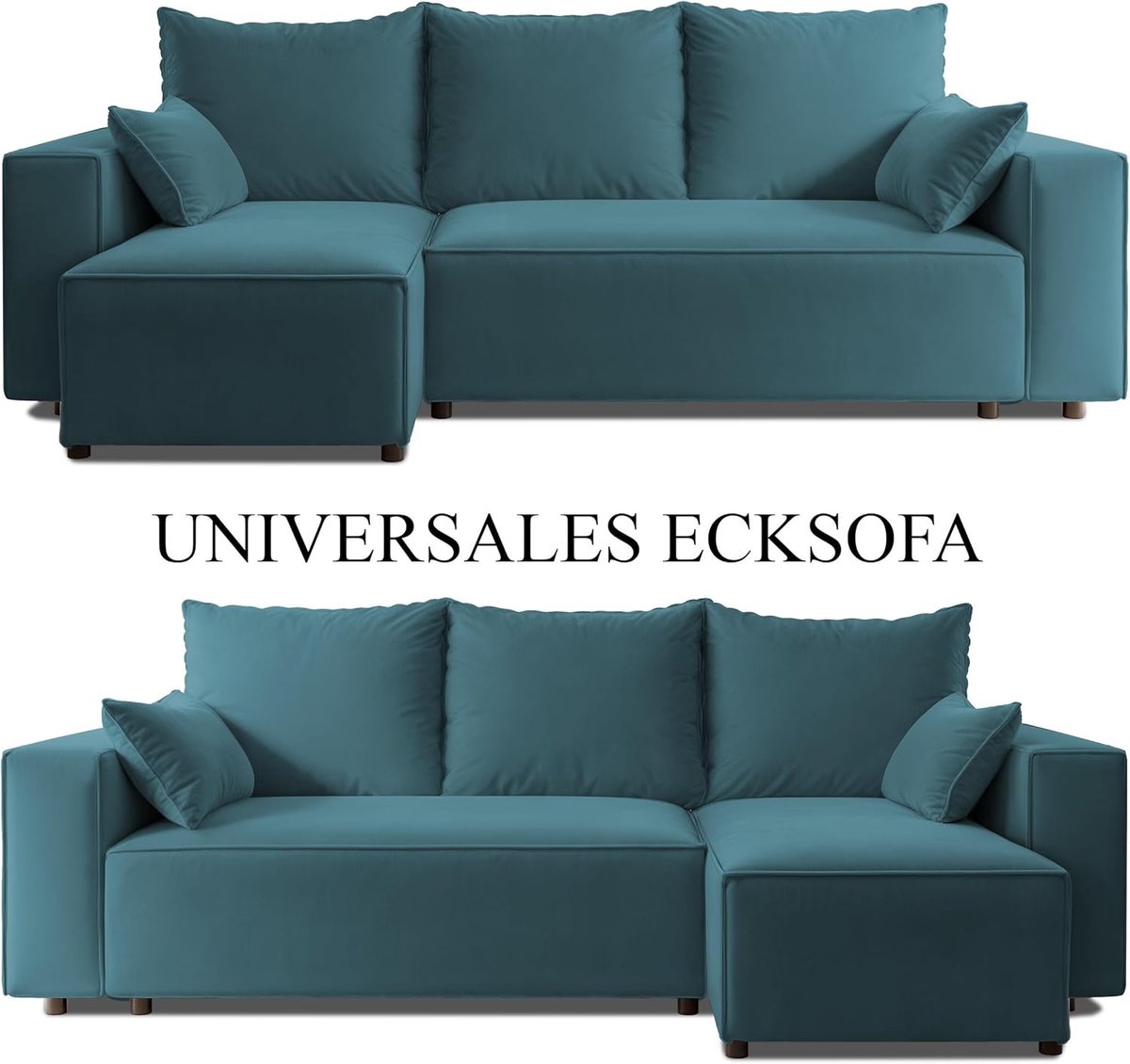 Hoekbank met Slaapfunctie 246 x 145 cm – L-Vorm Slaapbank met Bedlade – Universele Hoek Links/Rechts – 3-Zits Sofa met Opbergruimte – vello Ocean – Pauwhome