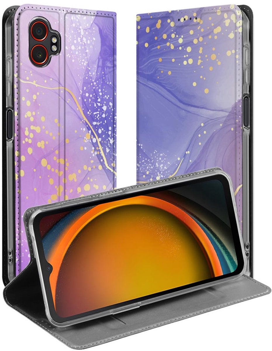 Samsung Galaxy Xcover 7 Pro Telefoonhoesje met pashouder Watercolor Paars