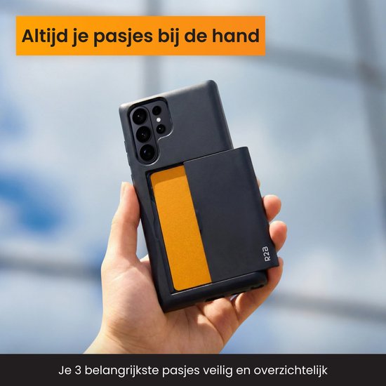 Étui R2B adapté pour Samsung Galaxy S26 Ultra avec Porte-cartes - 3 Cartes - Protecteur d'écran - Étuis de téléphone - Étui GSM - Phone Case - Modèle Utrecht