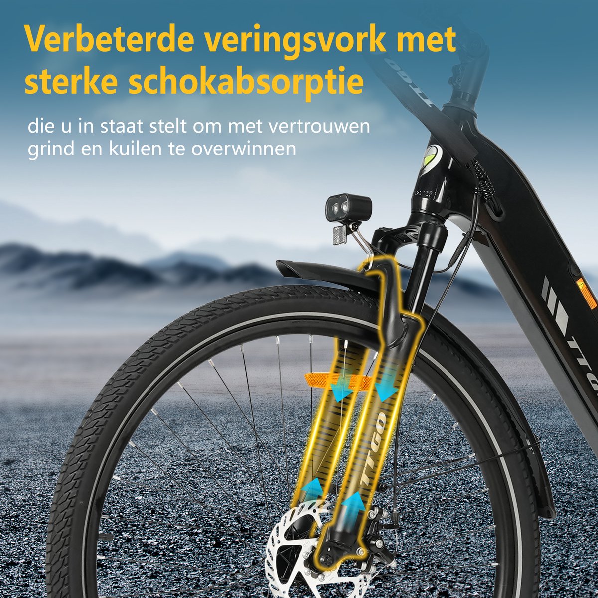TTGO Elektrische Fiets C3- 28 Inch E-Bike Stadsfiets - 18Ah Accu tot 120 km Bereik - Shimano 7 Speed- Aluminium Frame - Zwart – foto 5
