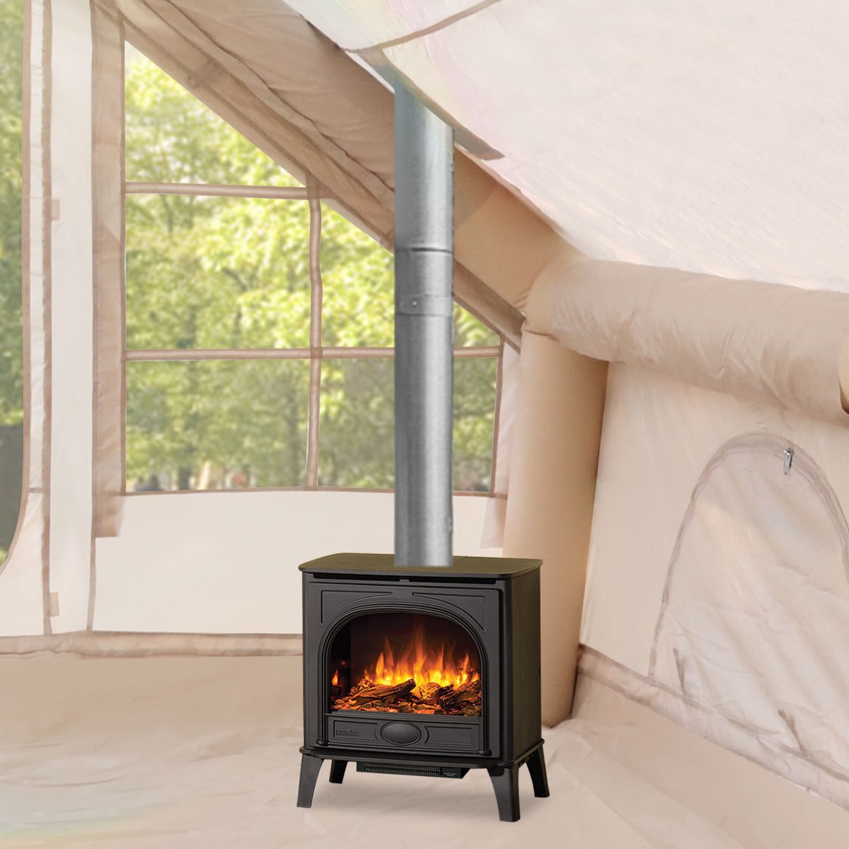 opblaasbare tent opblaasbare glamping tent Waterdicht Tot 4 personen Beige Camping, Tuin, Glamping 300x210x200cm – foto 6