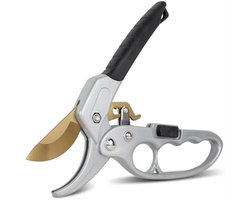 Tuinschaar van titaniumlegering met ratelmechanisme - Ergonomische, antislip en veilige handgreep - 20 cm - Grijs