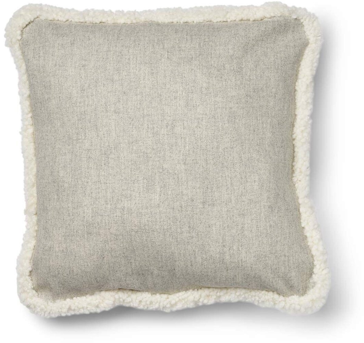 Sheepskin House Kortharig Schapenvacht Kussen - KW rand - 52x52 cm Silver/Ivory