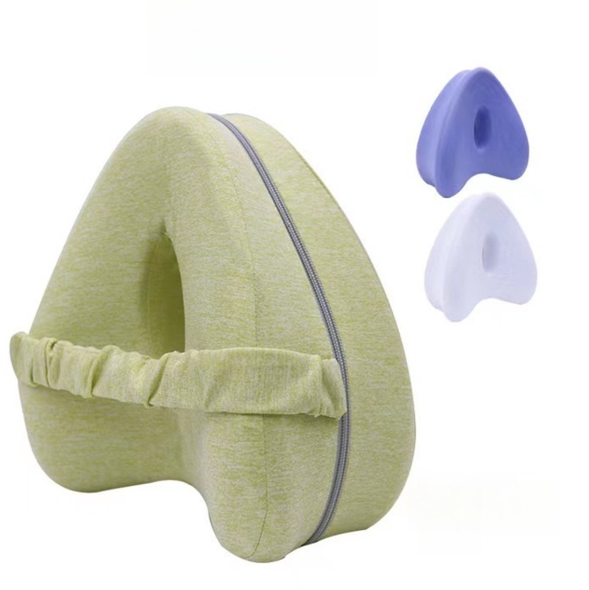 Kniekussen voor zijslapers - Traagschuim beenkussen - Verstelbaar kniekussen met riem voor tijdens het slapen, zwangerschapskussen, beenkussen - Geel