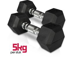 Padisport - 5kg dumbells - dumbells 5kg - halters - gewichten 5 kg - zwart - gewichten - dumbells - gewichten set halters - halters & gewichten - hexa dumbells