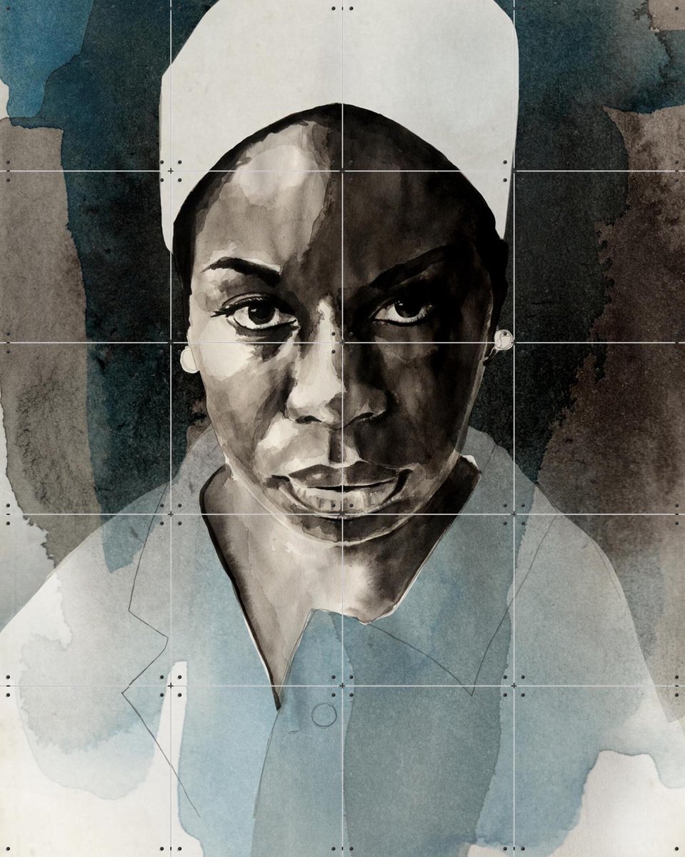 IXXI Nina Simone, David Diehl - 80 x 100 cm - Gratis ophangtool - Grote wanddecoratie en posters - Illustraties, Aquarel, Woonkamer, Slaapkamer