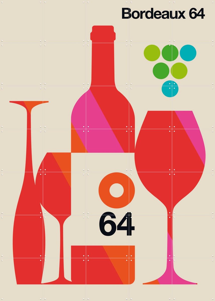 IXXI Bordeaux 64, Bo Lundberg - 100 x 140 cm - Gratis ophangtool - Grote wanddecoratie en posters - Grafisch Ontwerp, Illustraties, Geometrische
