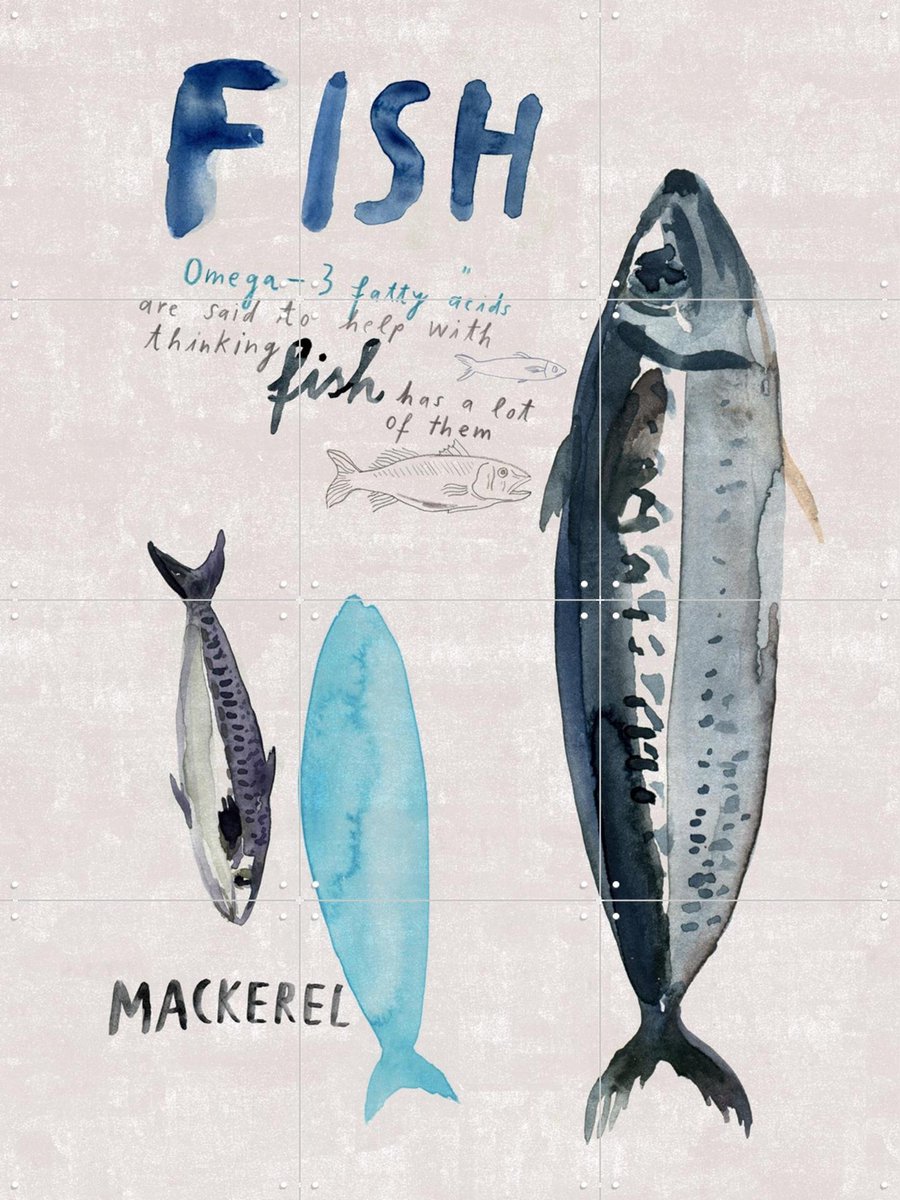 IXXI Fish, Signorinah - 60 x 80 cm - Gratis ophangtool - Grote wanddecoratie en posters - Illustraties, Aquarel, Woonkamer, Keuken, Eetkamer, Natuur
