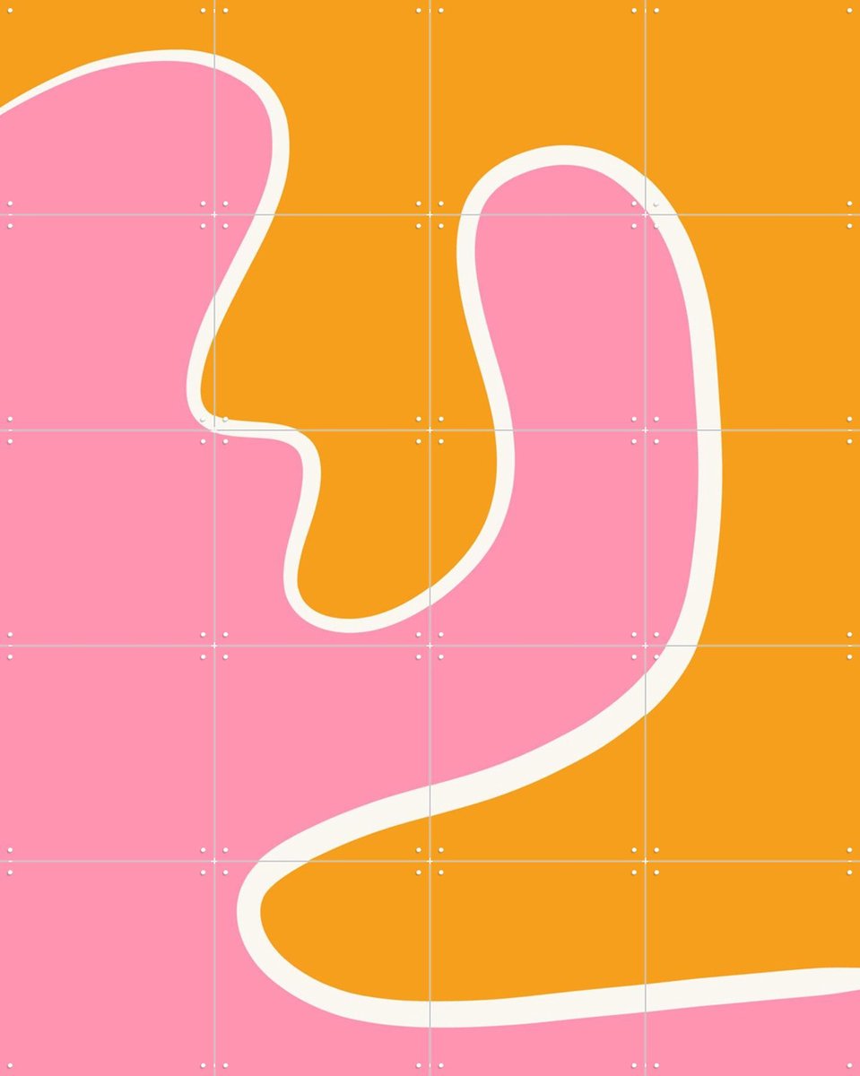 IXXI Groovy Swirl Pink Orange, BAINAI - 80 x 100 cm - Gratis ophangtool - Grote wanddecoratie en posters Kinderkamer, Kinderen