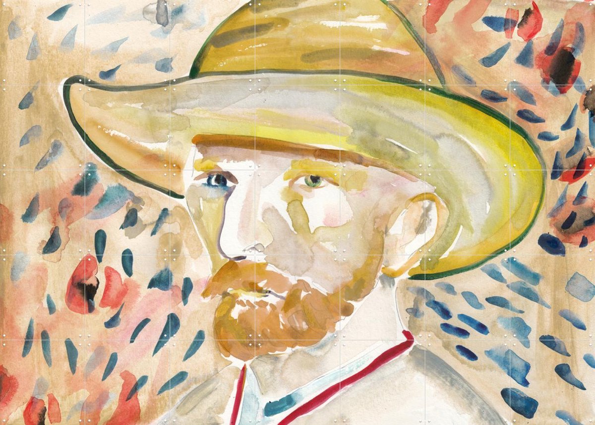 IXXI Self Portrait with Straw Hat, Victoria Verbaan & Van Gogh 21st Century - 140 x 100 cm - Gratis ophangtool - Grote wanddecoratie en posters -
