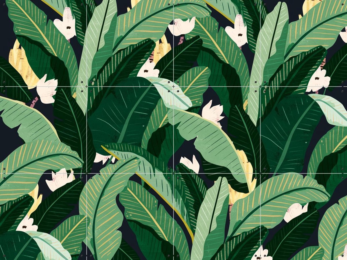 IXXI Banana Leaf Dark Green, Lotte Dirks - 80 x 60 cm - Gratis ophangtool - Grote wanddecoratie en posters - Grafisch Ontwerp, Illustraties, Digitale