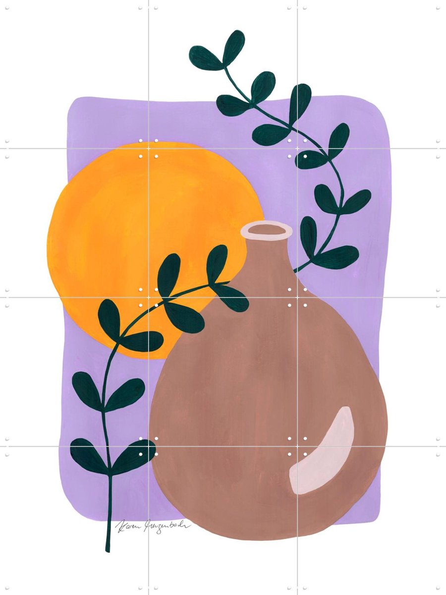 IXXI Branch and Sunshine, Palmartprints - 60 x 80 cm - Gratis ophangtool - Grote wanddecoratie en posters - Abstract, Illustraties, Kleurrijk, Speels