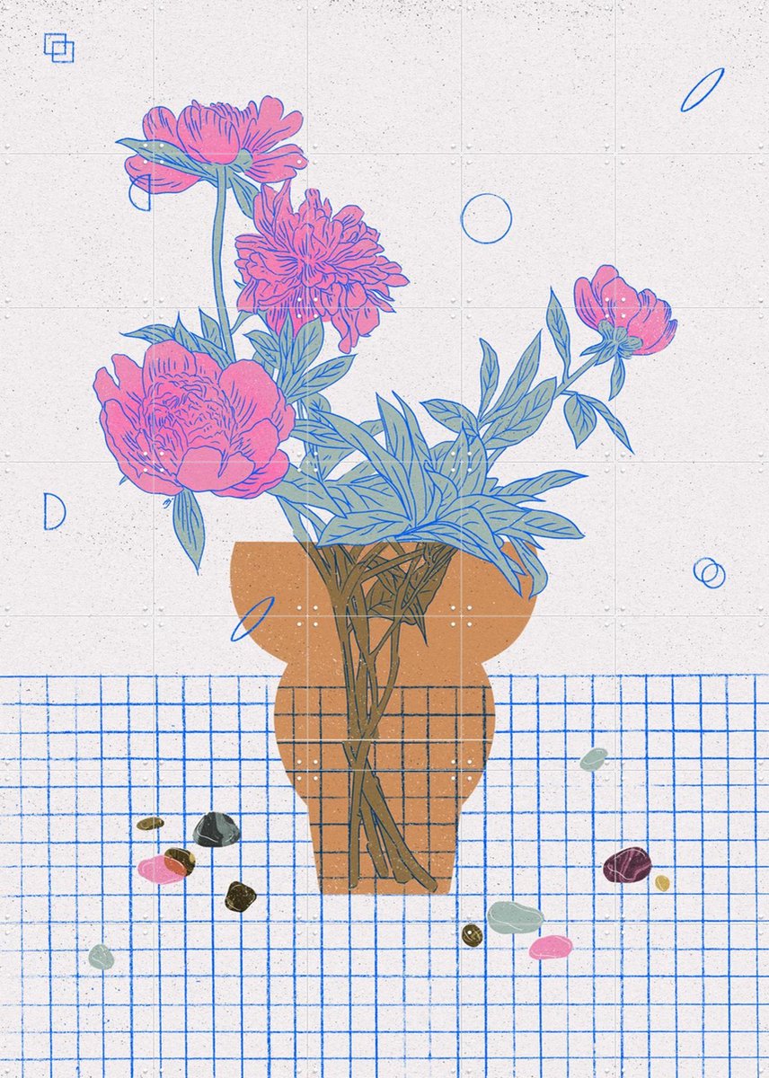 IXXI Peonies, Ada Jarzebowska & Various - 100 x 140 cm - Gratis ophangtool - Grote wanddecoratie en posters