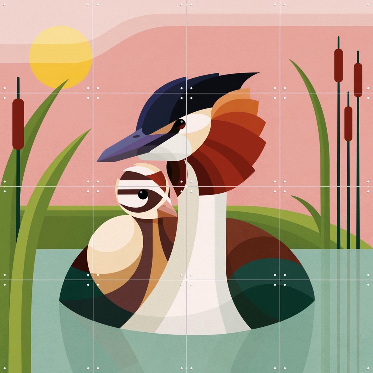 IXXI Fuut - roze, Elke Uijtewaal - 80 x 80 cm - Gratis ophangtool - Grote wanddecoratie en posters - Digitale Kunst, Illustraties, Geometrische Kunst