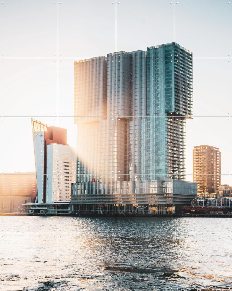 IXXI The Rotterdam, Teun de Leede & Kunst in Kaart - 80 x 100 cm - Gratis ophangtool - Grote wanddecoratie en posters - Fotografie, Woonkamer, Gang