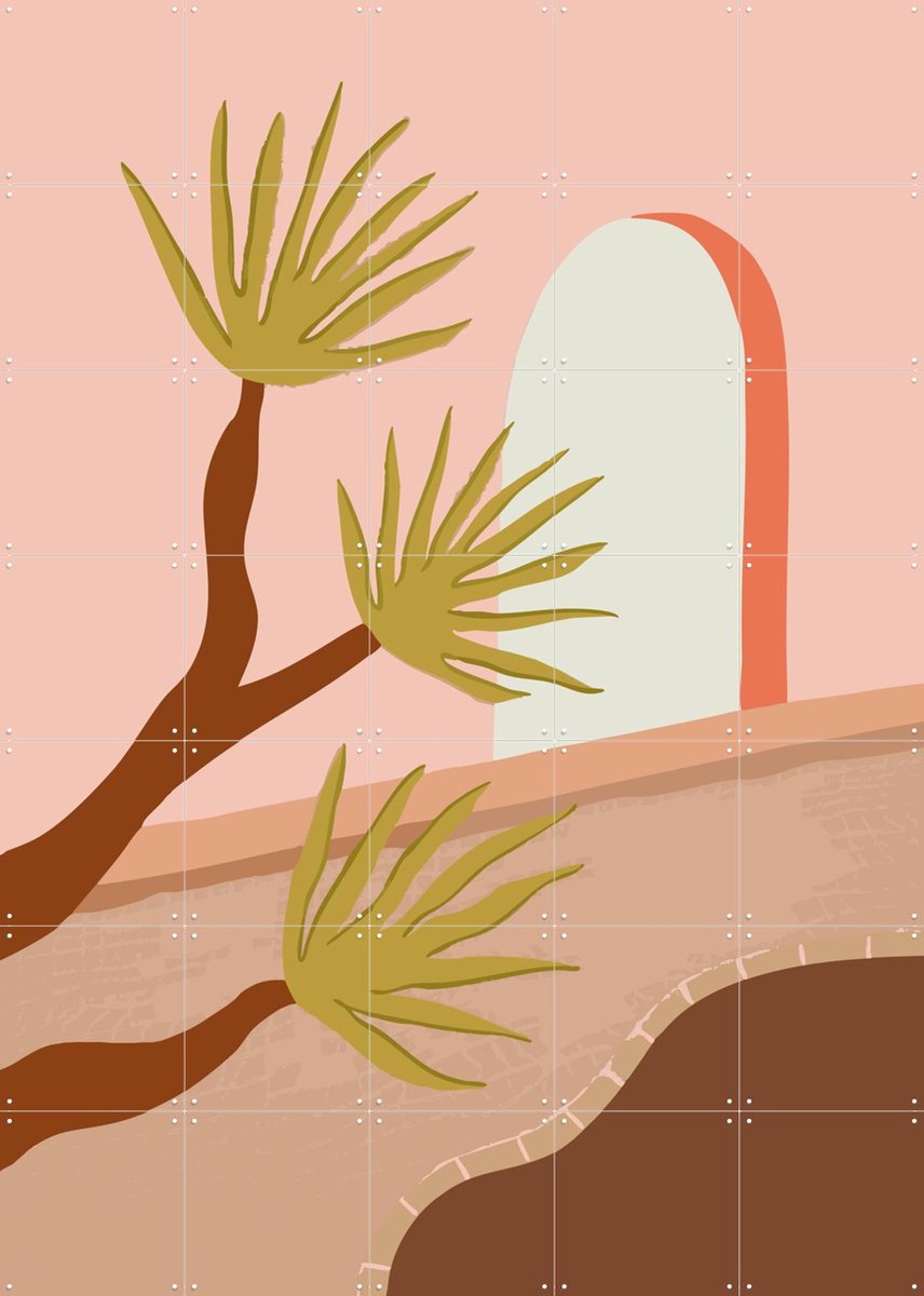 IXXI Plants by the Pool, Palmartprints - 100 x 140 cm - Gratis ophangtool - Grote wanddecoratie en posters - Grafisch Ontwerp, Minimalisme