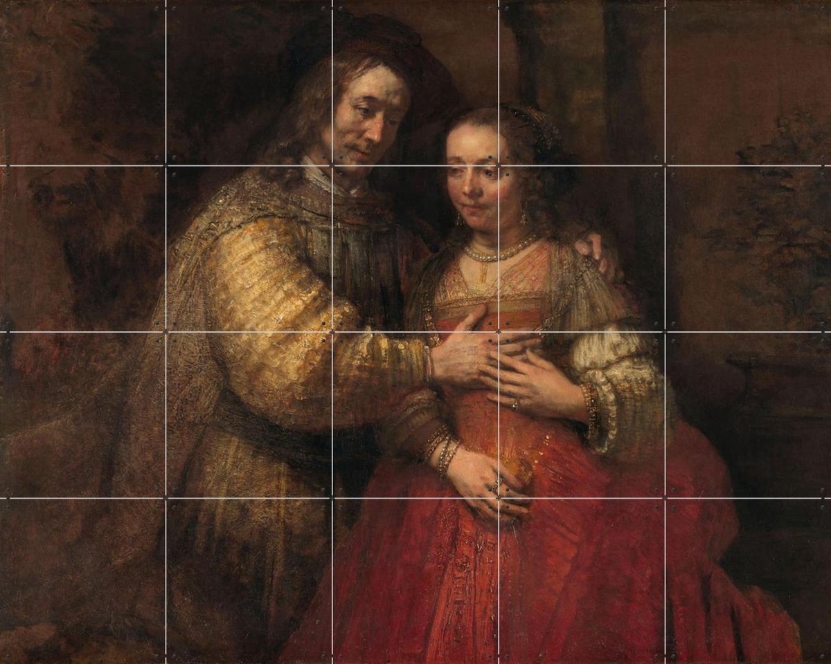 IXXI Isaak en Rebekka, Rembrandt van Rijn & Rijksmuseum - 100 x 80 cm - Gratis ophangtool - Grote wanddecoratie en posters - Klassiek, Olieverf