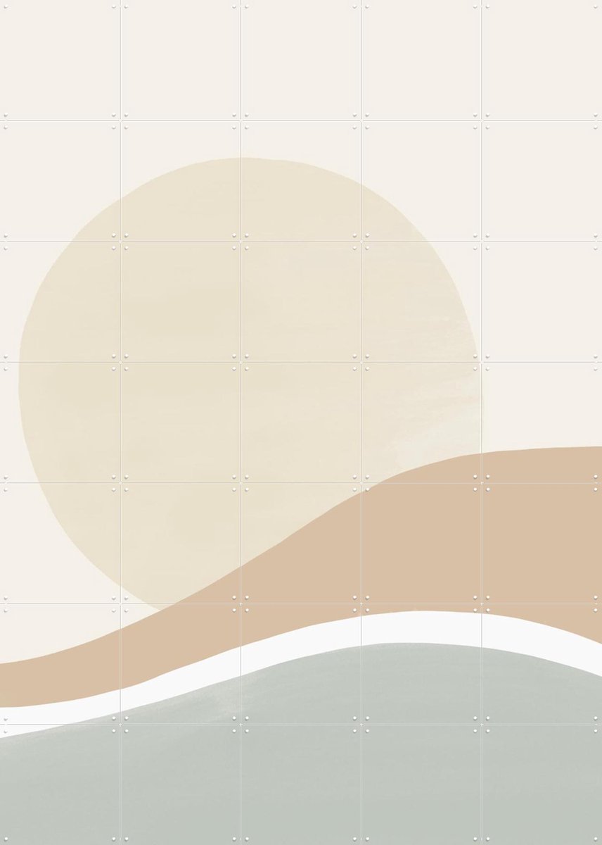 IXXI Sunset in Sage, Bohomadic Studio - 100 x 140 cm - Gratis ophangtool - Grote wanddecoratie en posters - Digitale Kunst, Geometrische Kunst