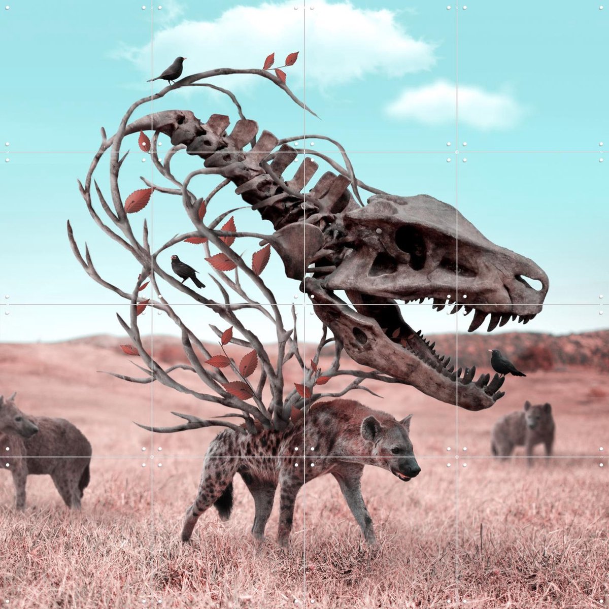 IXXI Make It Prehistoric, Julien Tabet - 80 x 80 cm - Gratis ophangtool - Grote wanddecoratie en posters - Fotografie, Digitale Kunst, Surrealisme