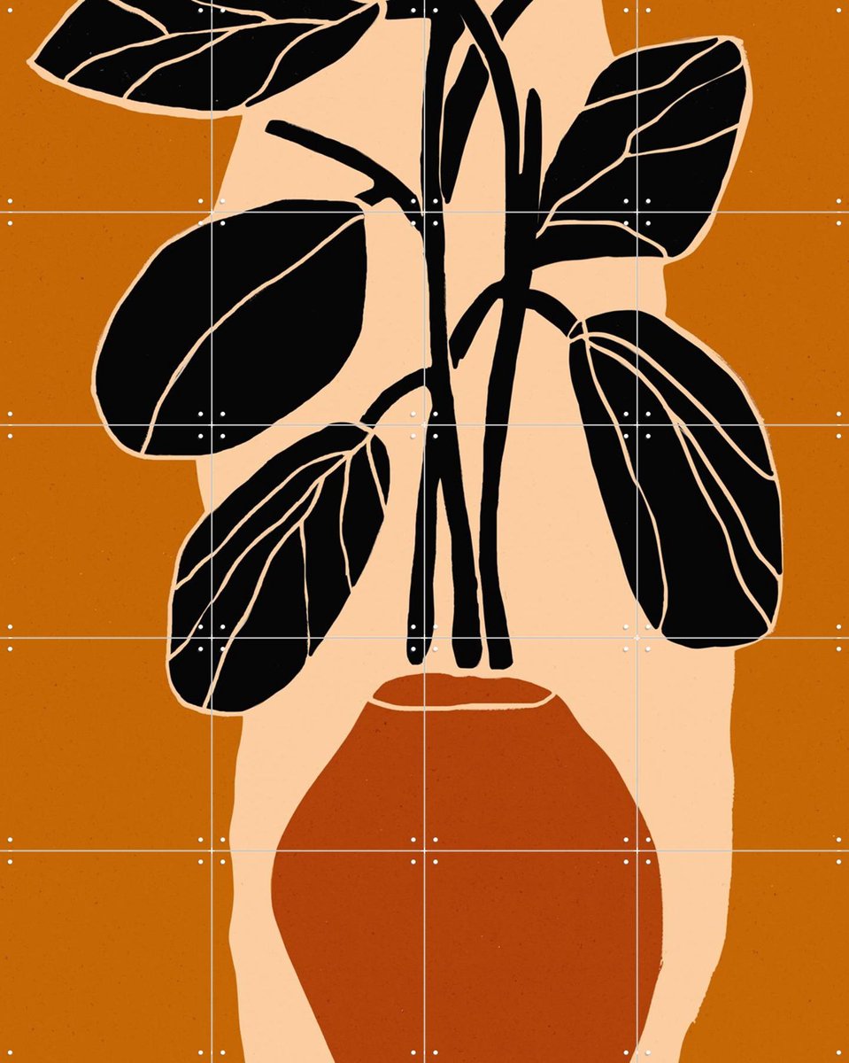 IXXI Bold Leaf Silhouette, Treechild & Various - 80 x 100 cm - Gratis ophangtool - Grote wanddecoratie en posters - Modern, Illustraties, Minimalisme