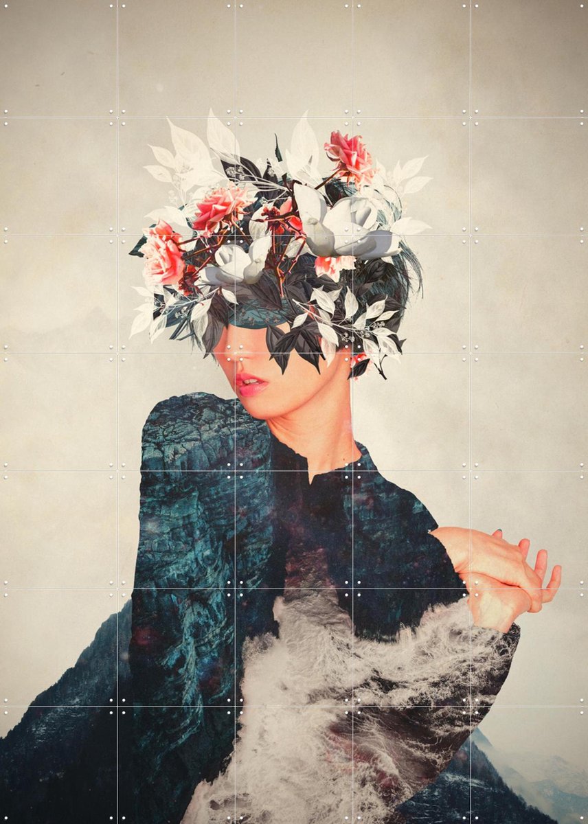 IXXI Kumiko, Frank Moth - 100 x 140 cm - Gratis ophangtool - Grote wanddecoratie en posters - Vintage, Digitale Kunst, Collage, Slaapkamer, Woonkamer