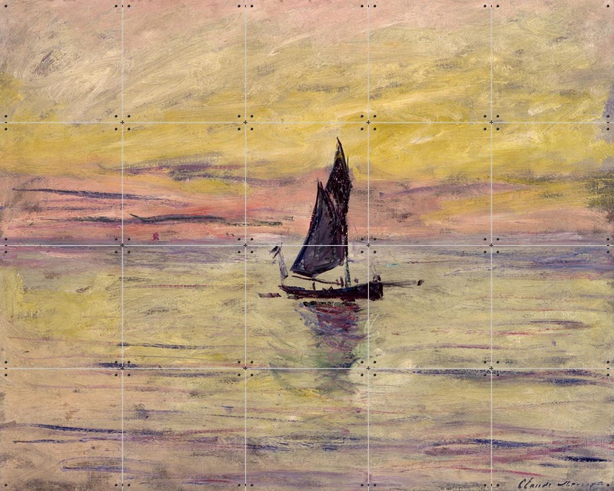 IXXI The Sailing Boat - Evening Effect, Claude Monet & Bridgeman Images - 100 x 80 cm - Gratis ophangtool - Grote wanddecoratie en posters -