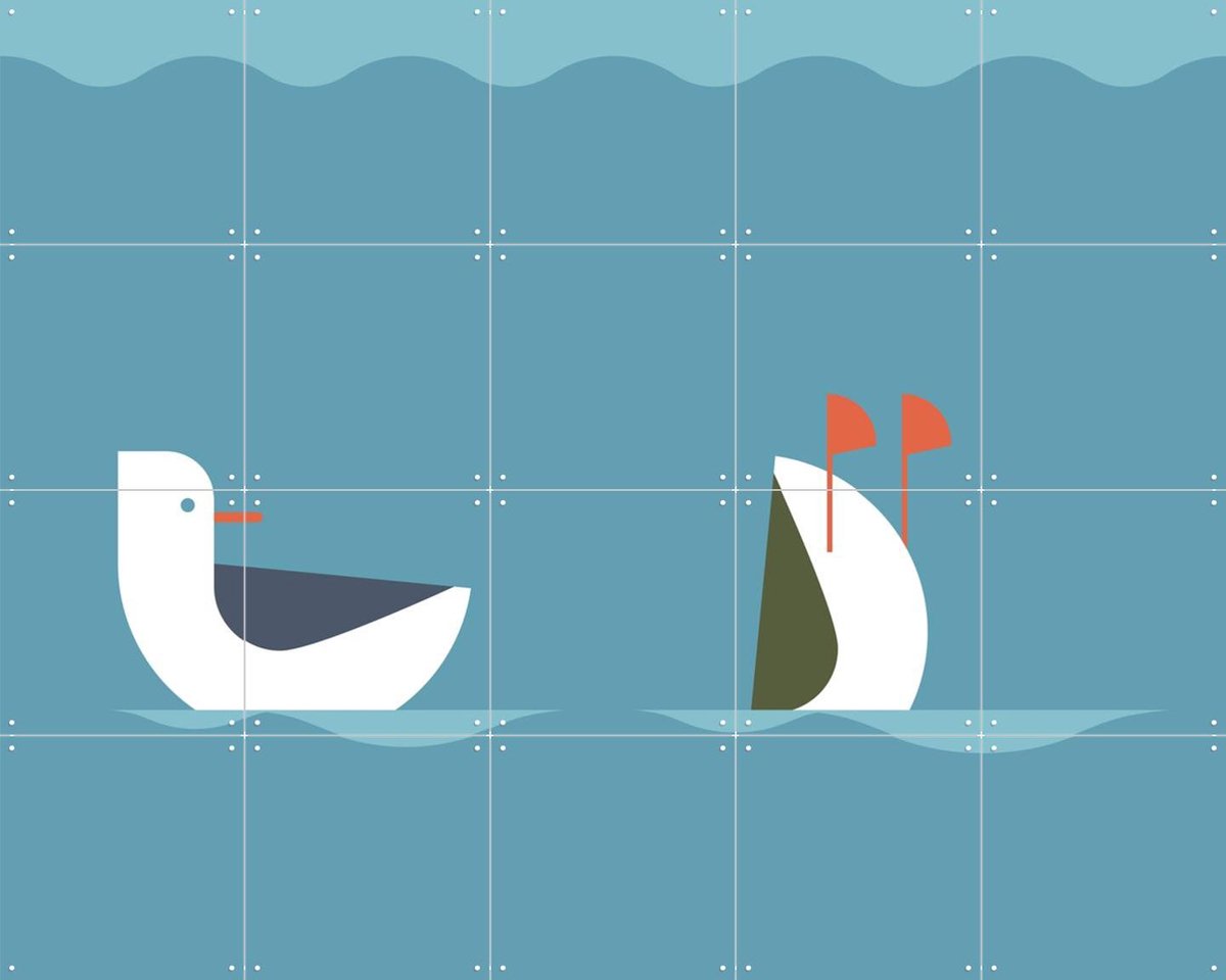 IXXI Pair of Ducks, Studio Kars + Boom - 100 x 80 cm - Gratis ophangtool - Grote wanddecoratie en posters - Illustraties, Speels, Grafisch Ontwerp