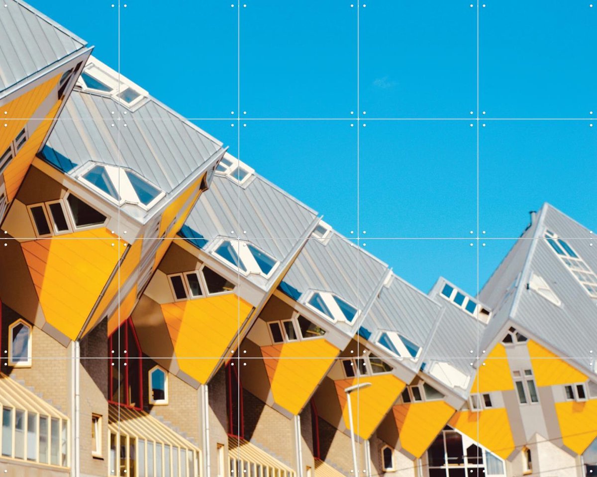 IXXI Cube Houses, Edwin Fotografeert & Kunst in Kaart - 100 x 80 cm - Gratis ophangtool - Grote wanddecoratie en posters - Fotografie, Geometrische