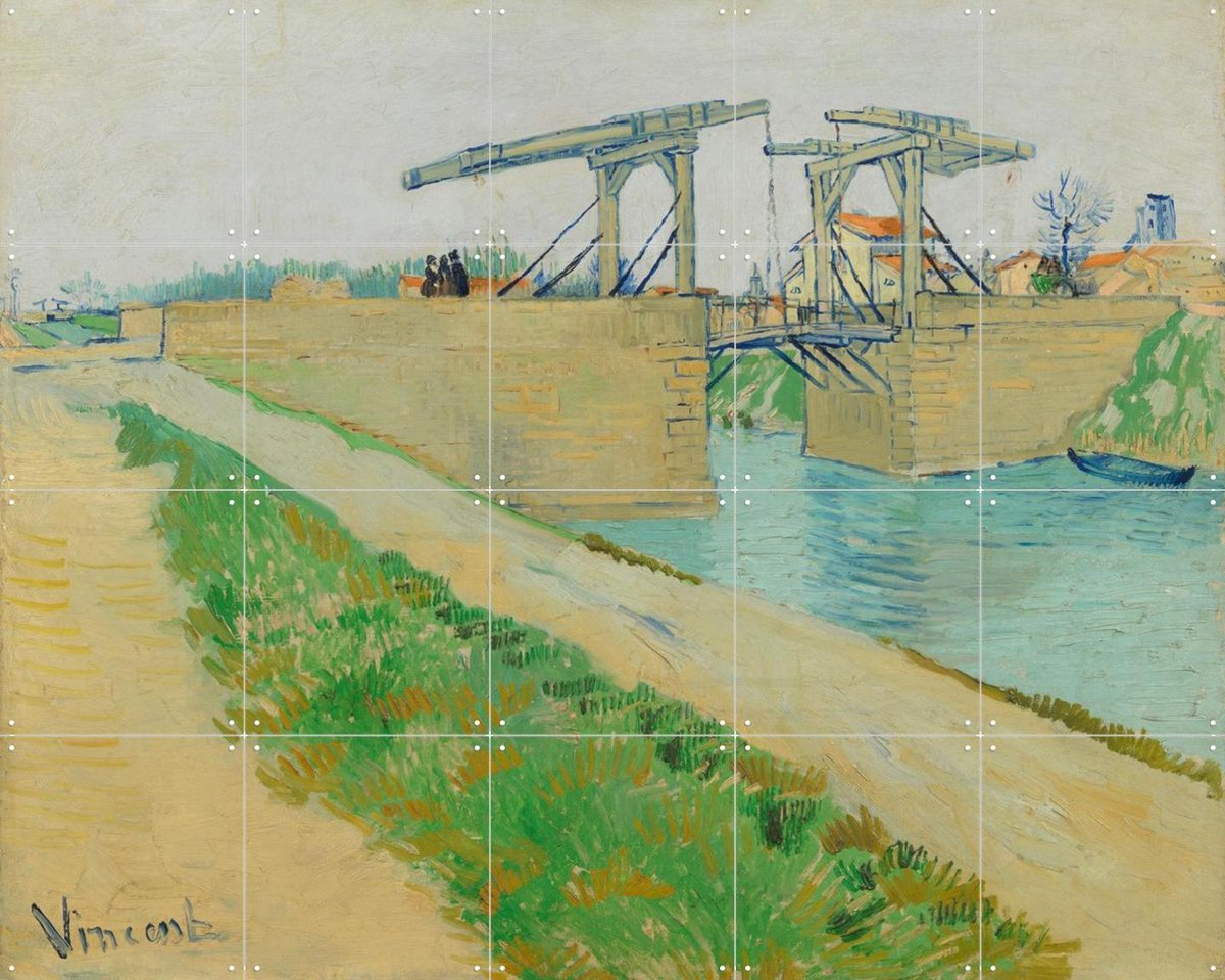 IXXI De brug van Langlois (1888), Vincent van Gogh (1853 - 1890) & Van Gogh Museum - 100 x 80 cm - Gratis ophangtool - Grote wanddecoratie en posters