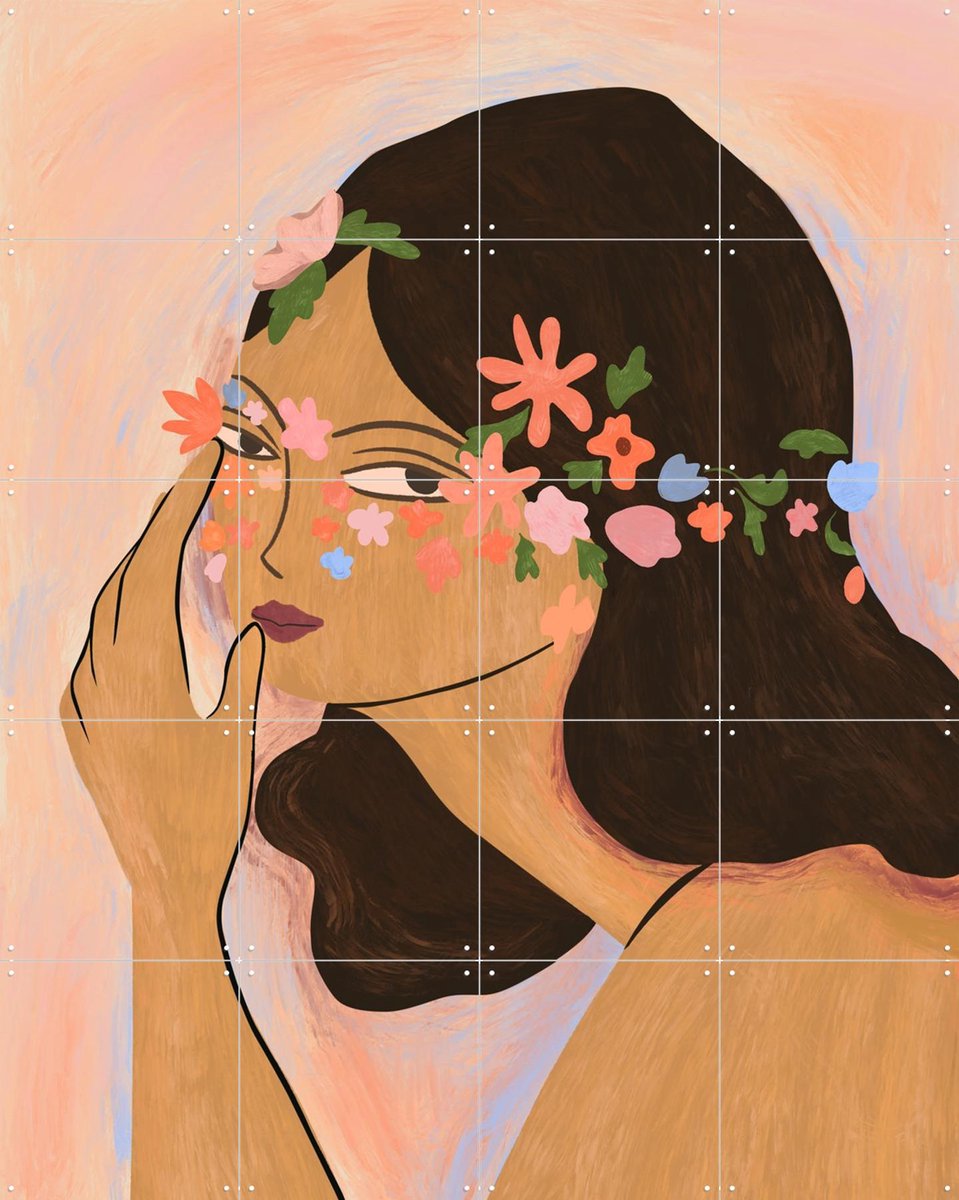 IXXI Earthchild, Arty Guava - 80 x 100 cm - Gratis ophangtool - Grote wanddecoratie en posters - Kleurrijk, Speels, Illustraties, Woonkamer
