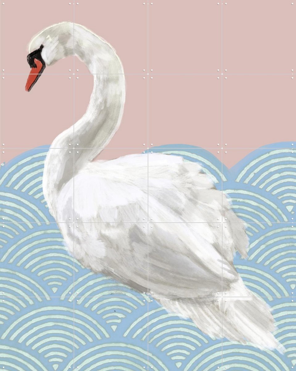 IXXI Swan, Esther Sepers - 80 x 100 cm - Gratis ophangtool - Grote wanddecoratie en posters - Digitale Kunst, Illustraties, Woonkamer, Slaapkamer