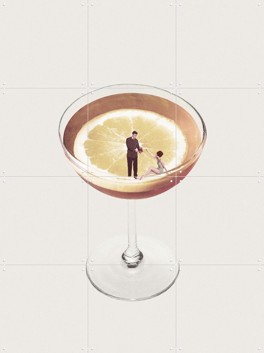 IXXI My Drink needs a Drink, Maarten Léon - 60 x 80 cm - Gratis ophangtool - Grote wanddecoratie en posters - Vintage, Illustraties, Surrealisme