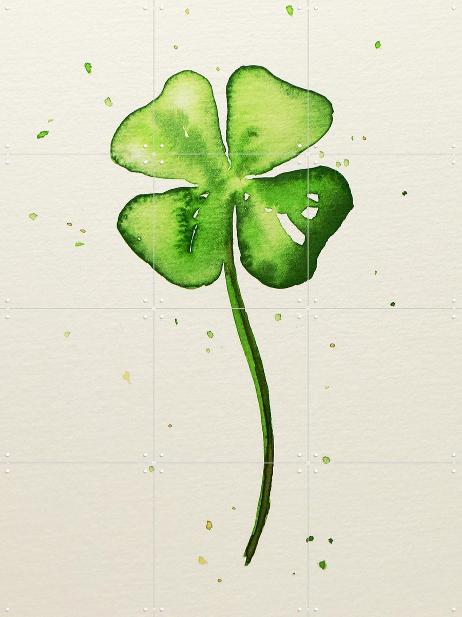 IXXI Four-leaf Clover, Natalie Bruns - 60 x 80 cm - Gratis ophangtool - Grote wanddecoratie en posters - Aquarel, Minimalisme, Illustraties