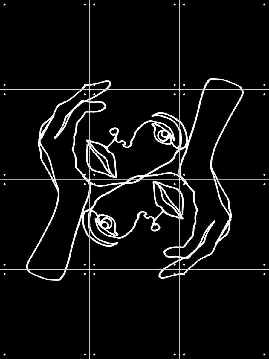 IXXI Julie Black & White, Julia Hariri - 60 x 80 cm - Gratis ophangtool - Grote wanddecoratie en posters - Illustraties, Grafisch Ontwerp, Line art