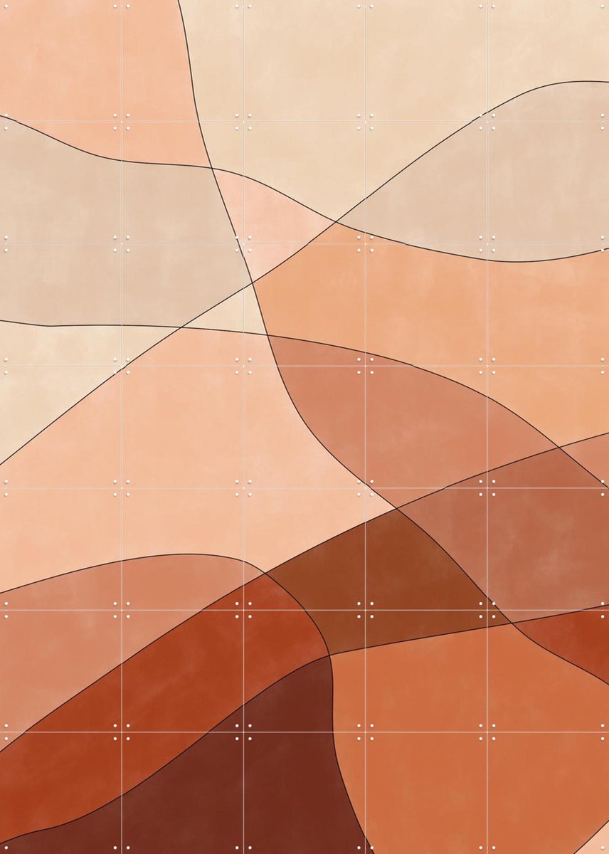 IXXI Flowing Lines And Warm Earth Tones, Elena Ristova & Various - 100 x 140 cm - Gratis ophangtool - Grote wanddecoratie en posters - Abstract