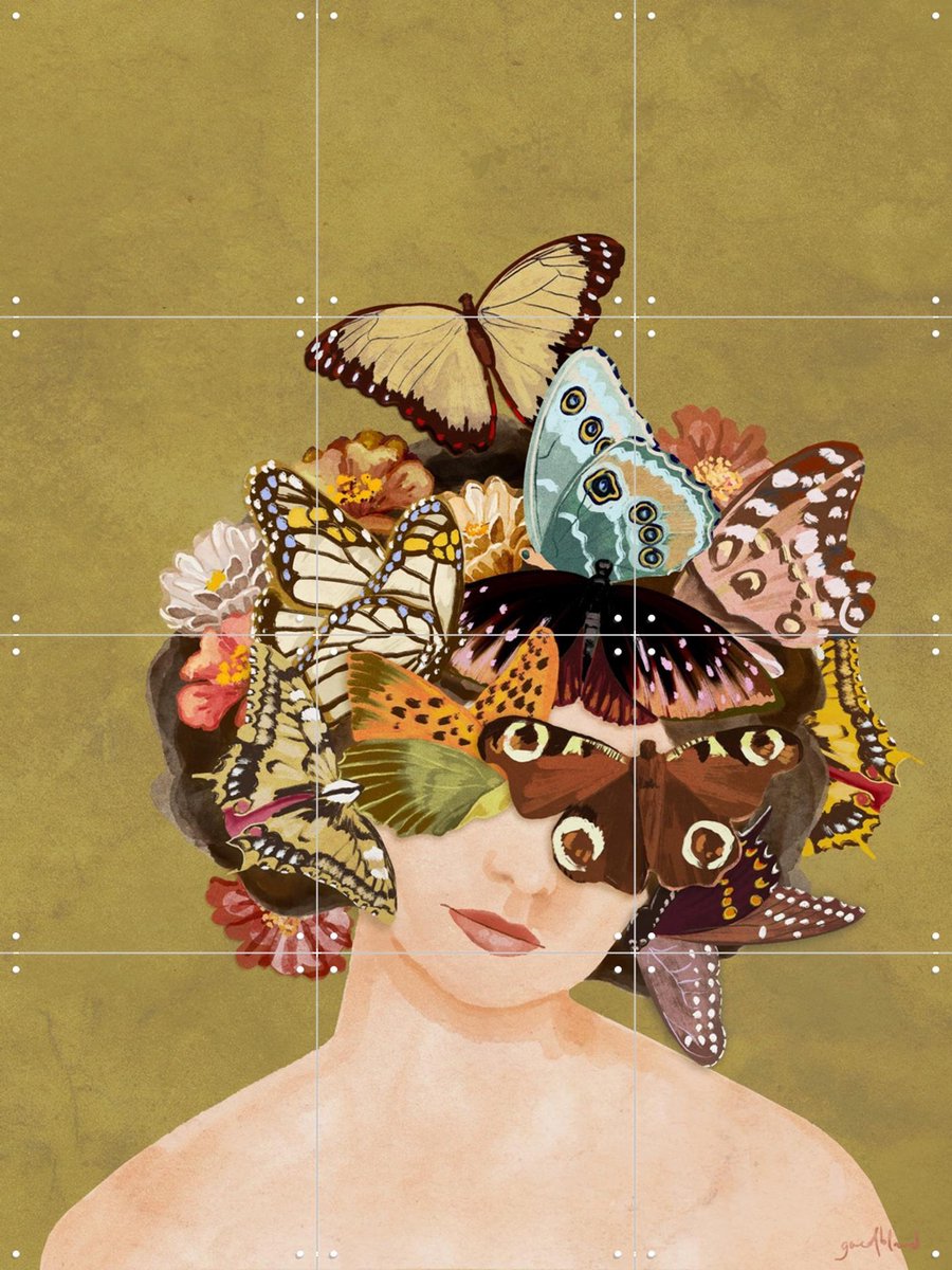 IXXI The Right to Beauty, Goed Blauw - 60 x 80 cm - Gratis ophangtool - Grote wanddecoratie en posters - Aquarel, Kleurrijk, Collage, Illustraties