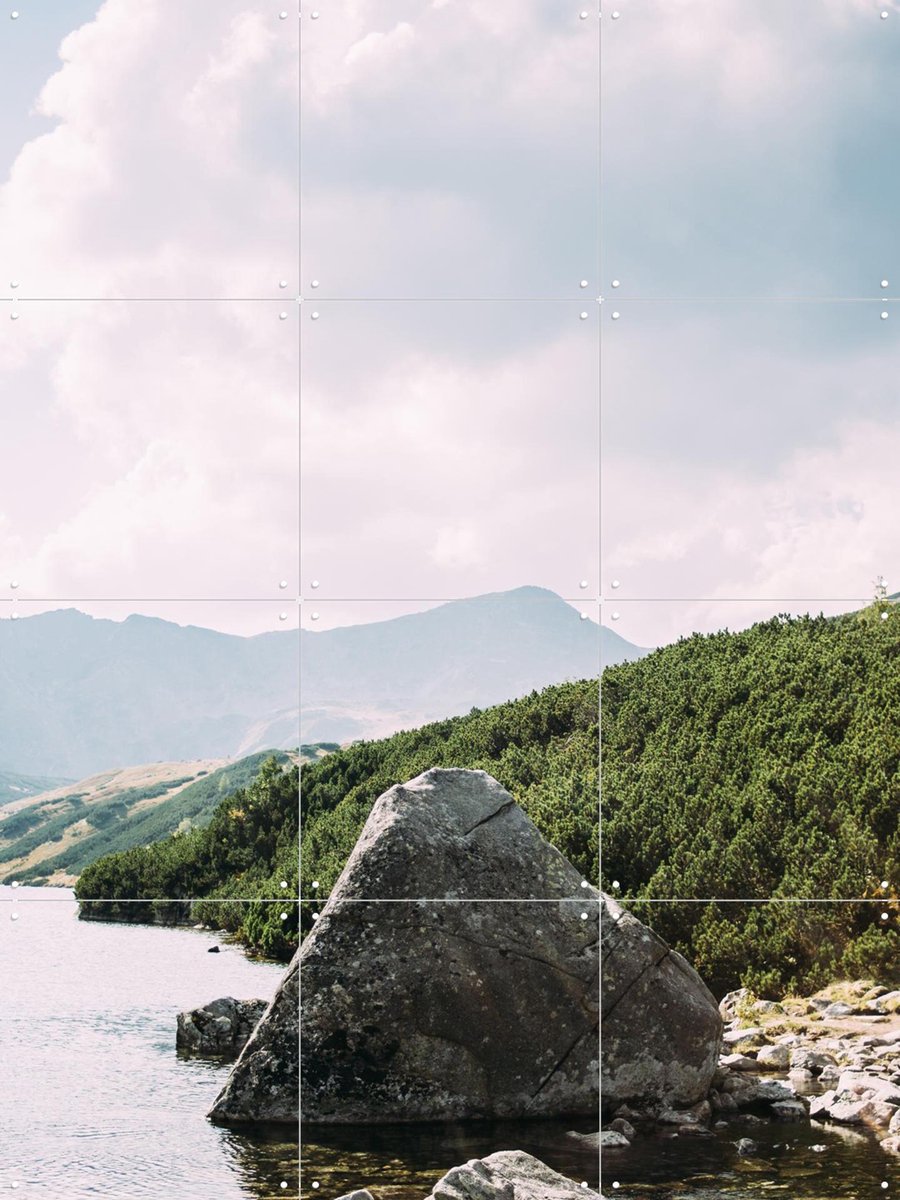 IXXI Rock in Lake, Pati Photography - 60 x 80 cm - Gratis ophangtool - Grote wanddecoratie en posters - Naturalisme, Fotografie, Woonkamer