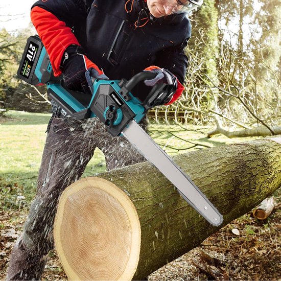 NewBeny Accu Kettingzaag - 12 inch Zaagblad - Borstelloze Kettingzaag - Snoeizaag - Takkenzaag - met 2x Accu - Automatische Kettingsmering - voor taksnijden en houtbewerking, inclusief — afbeelding 4