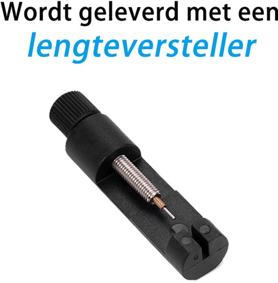 Een zwarte tool voor het verstellen van de horlogebandlengte.