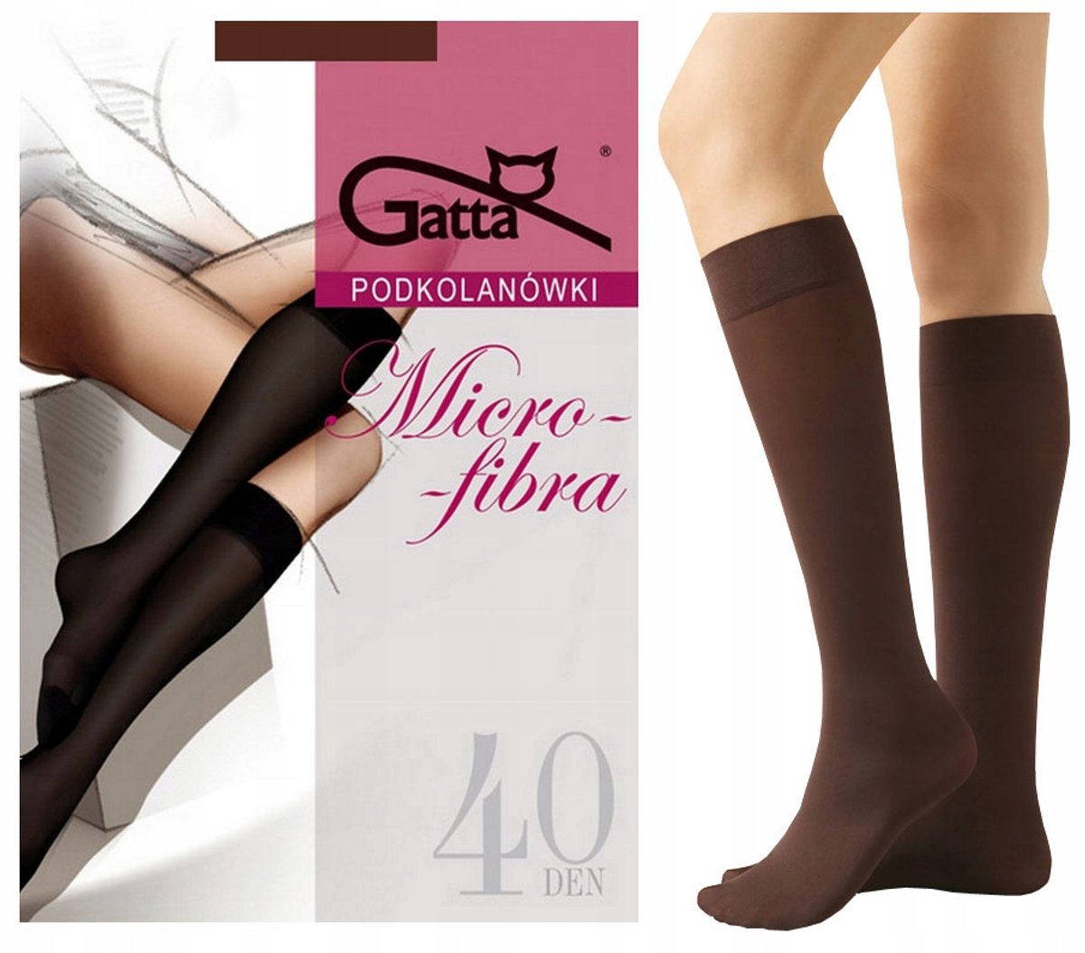 GATTA – Kniekousen Dames – One Size – ( 1 paar ) – 40 Den – Drukvrije Kniesokken – Moka ( Bruin )