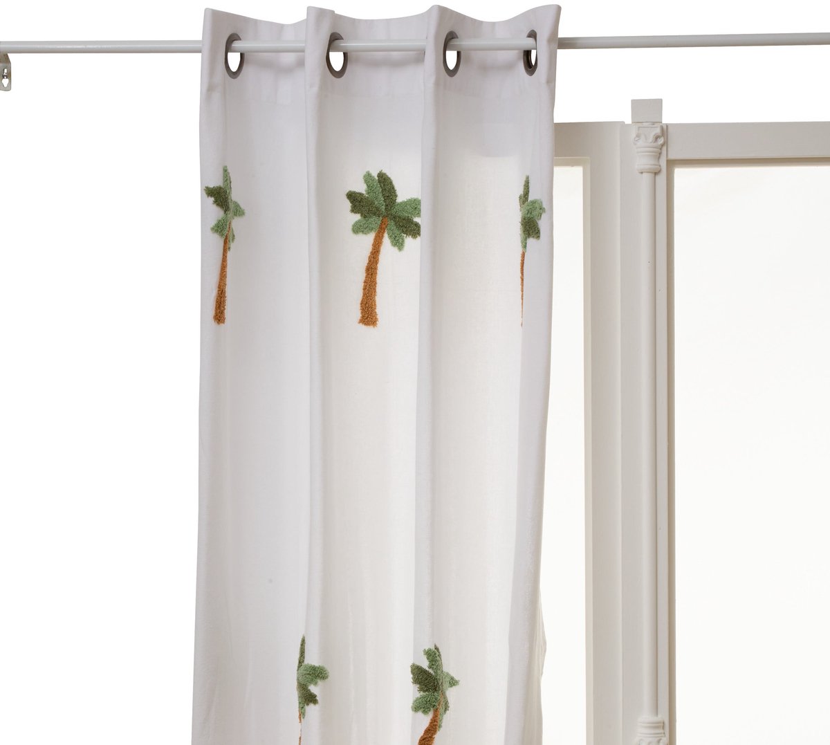 Atmosphera Kids Palmbomen Gordijn 140x260cm - Kant en klaar met ringen - Gordijn raambekleding - Wit