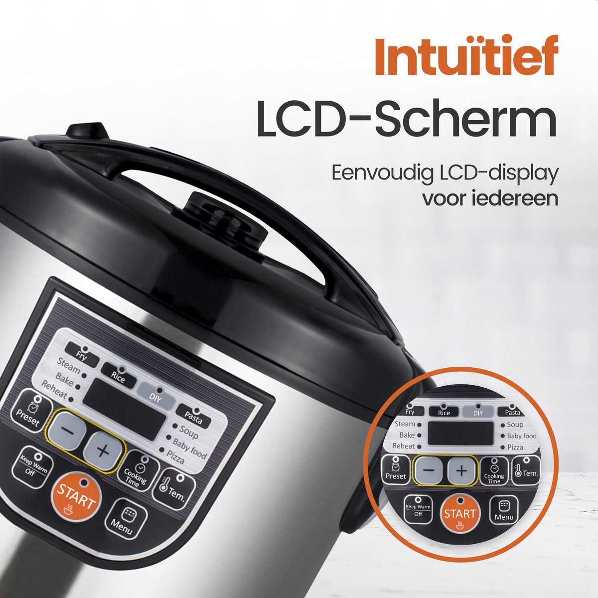 Rijstkoker met Stoomfunctie – 5L – Multicooker met 11 Programma’s – Geschikt als Rice Cooker & Slowcooker – PFAS-vrij – Zwart RVS – foto 6