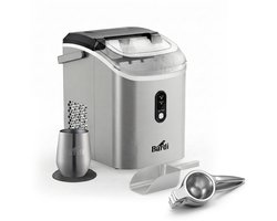 Bardi 1.1L - Nugget IJsblokjesmachine Rond - Crushed Ice Maker met IJsschep - 15kg/24 uur - Ijsblokjesmaker - Met Luxe Thermosbeker - RVS - Citruspers RVS