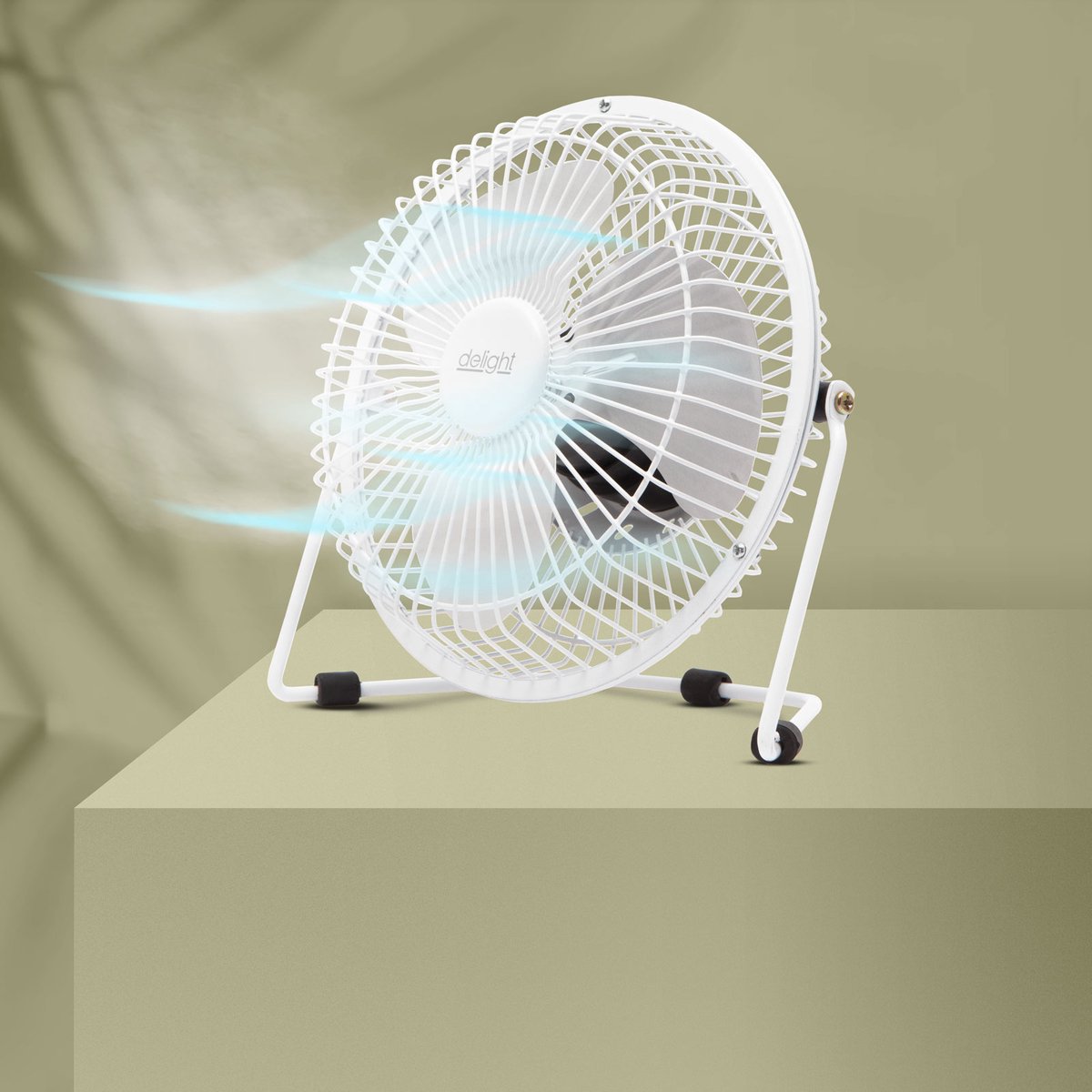 USB Mini Ventilator - Bureauventilator Met 180° Draaibare Kop - 18 cm Diameter - Roestvrijstalen Bladen [51110WH]