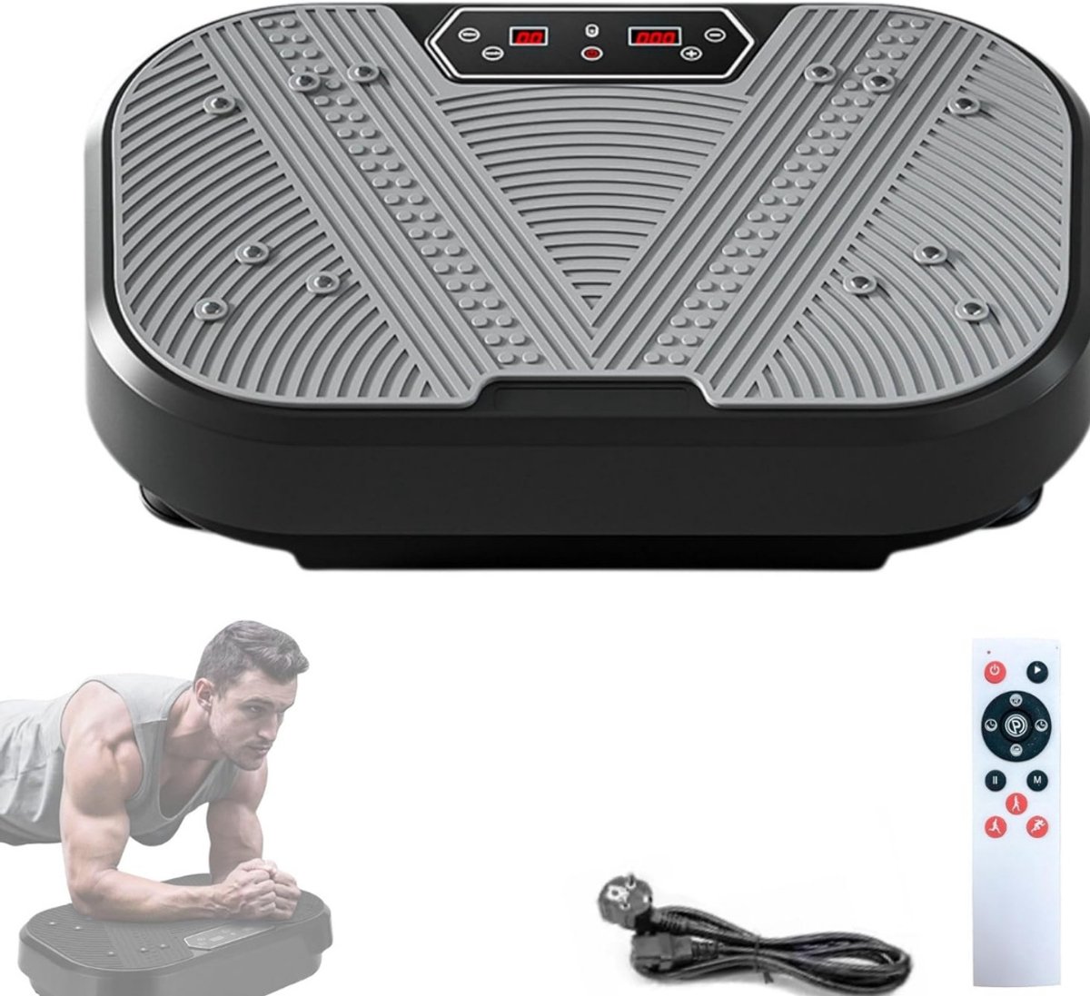 Zyrex® Trilplaat - Trilplaat Fitness - Vibratieplaat - 120 Vibratie Niveau's - 8 Programma's - Zwart- 52cm x 35cm x 12cm