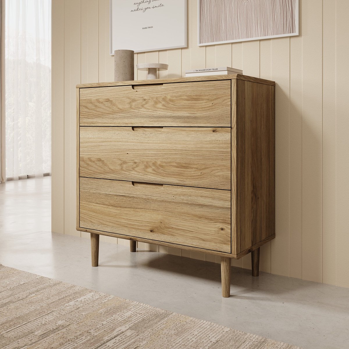 Meubella - Selwood - Ladekast - Eikenpatroon - 90x43x93 cm
