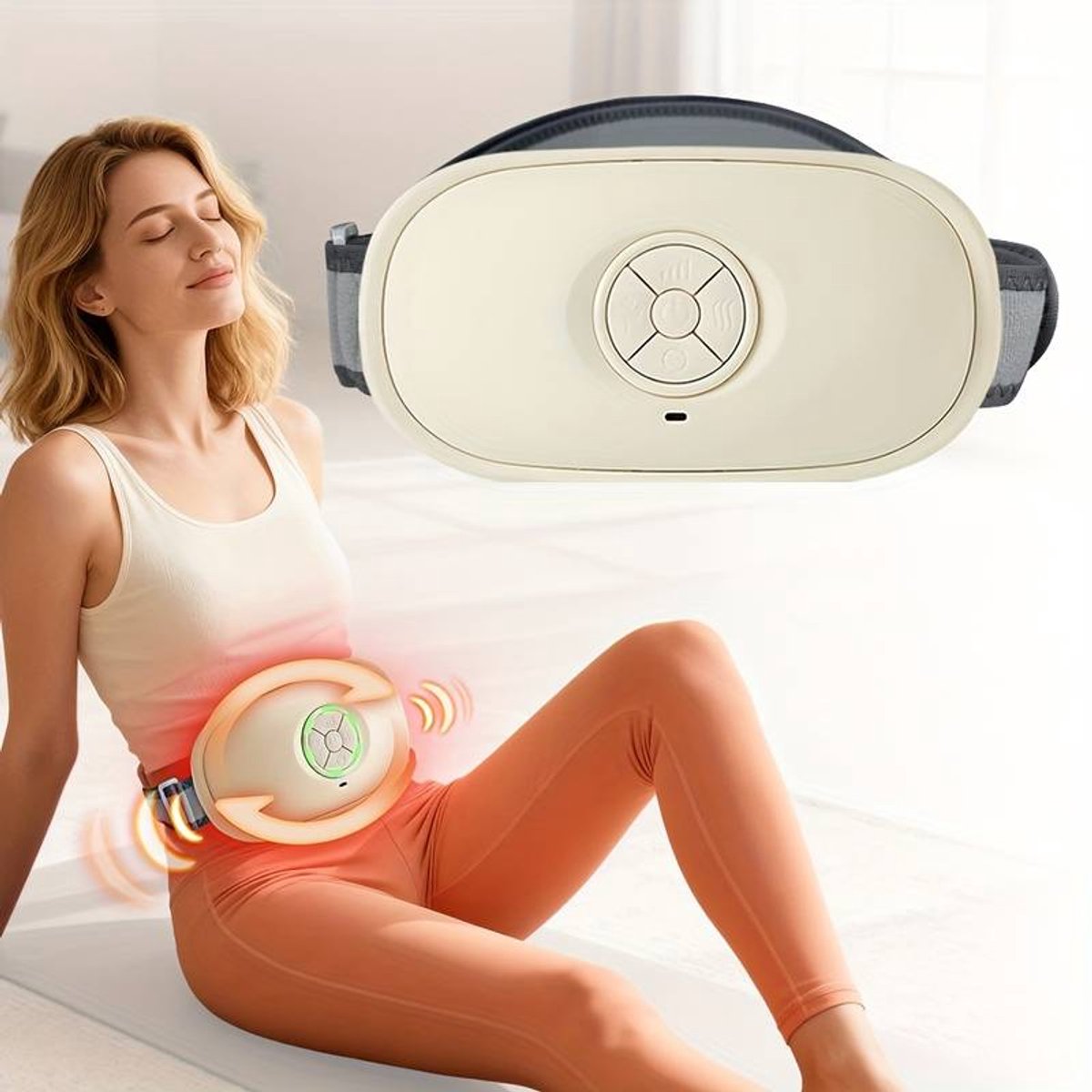Snelheden Verstelbare Buikmassager met-3 Warmte | Dubbele Rotatie, Auto‑Reverse, 10‑Minuten Timer | Geschikt voor Taille, Buik, Rug, Nek en Benen | Type‑C Oplaadbaar