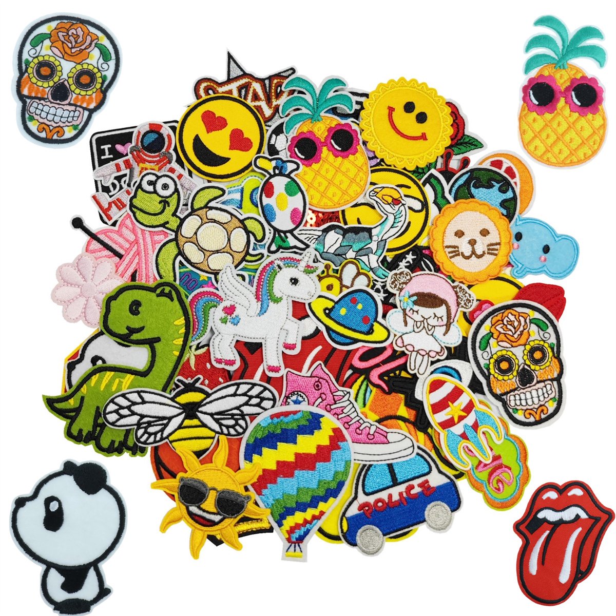 carmdering - Mooie patches - diverse collectie 60 delige set - Kleding Patches - Patches - Strijk Embleem - stof & strijk applicatie - Versiering Voor Kleding