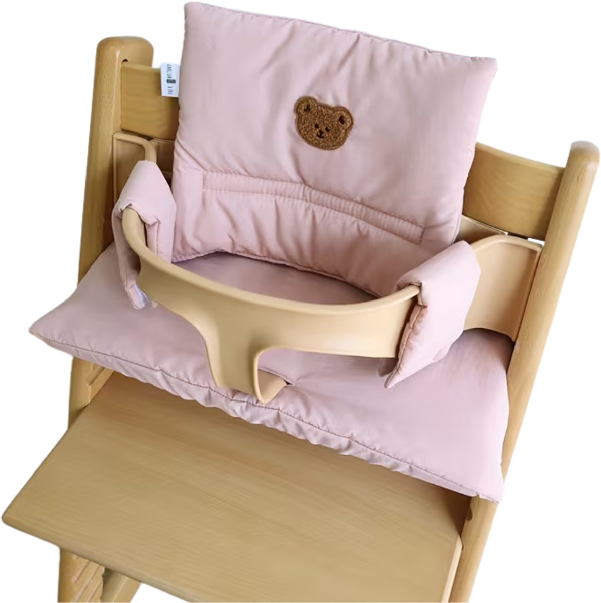 HHHK - Stokke Tripp Trapp Kussenset - Zitkussen en Rugkussen - Roze met Beertje - Stoelverkleiner - Babyset Kussen – foto 3